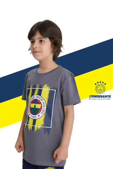 Fenerbahçe Orijinal Renkli Logo Sıfır Yaka Çocuk T-Shirt Uçlu Kalem Hediyelik Set Ahşap Kutulu - 4