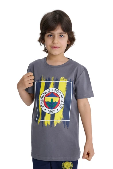 Fenerbahçe Orijinal Renkli Logo Sıfır Yaka Çocuk T-Shirt Hediyelik Ahşap Kutulu - 4