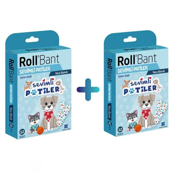 Rollbant Sevimli Patiler Yara Bandı 12 x 2 adet