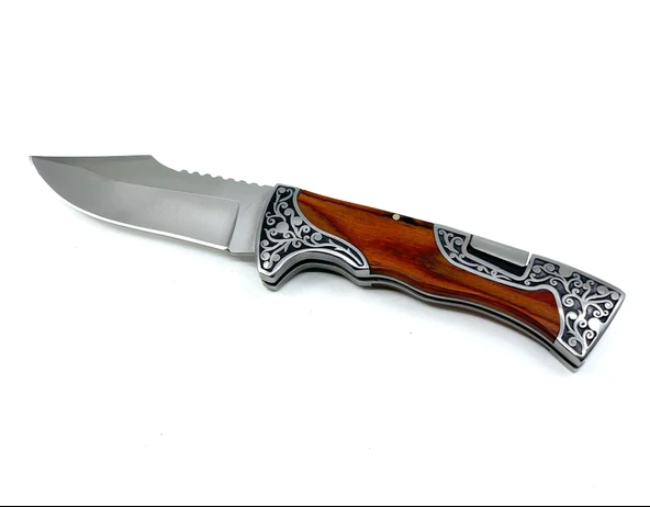 Full İşleme Katlanır Çakı Gül Ağacı Sap ürün görseli