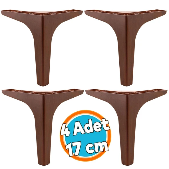 Mobilya Kanepe Sehpa TV Ünitesi Koltuk Ayağı 17 cm Kahverengi Baza Ayak 4 Adet ürün görseli