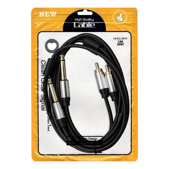 LD398 2X 6.3MM MONO ERKEK + 2X RCA ERKEK 1.5 METRE KABLO (5047)