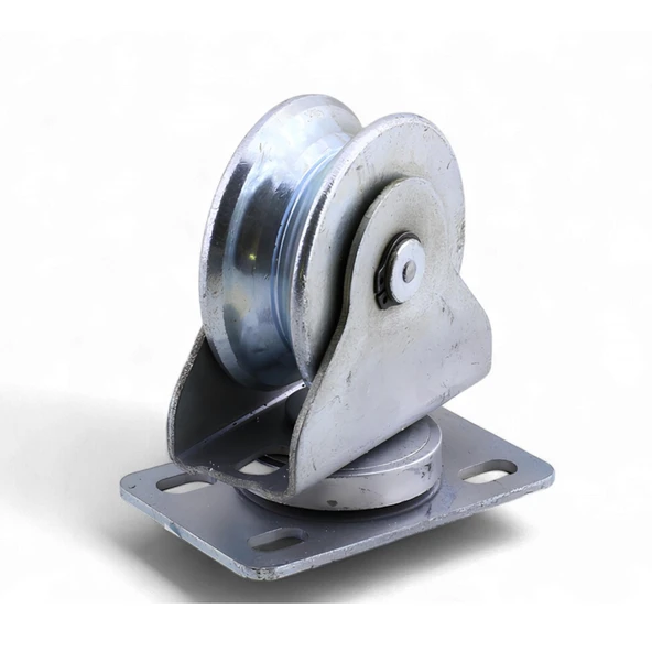 Tablalı Kepli Dönerli Oynar Hareketli Başlı Makara Metal Rulman Muhafazalı Ray Makara 70" - 4