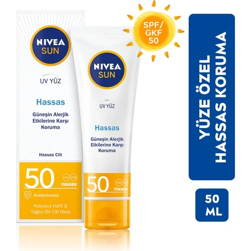 Nivea Sun Uv Yüz Hassas Yatıştırıcı Krem Gkf 50 50 ml