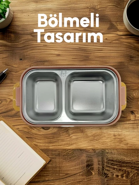 B&D İki  Katlı iki Bölmeli Paslanmaz Çelik Pembe Beslenme Kabı  BES011 - 6