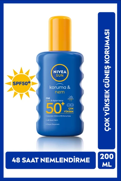 SUN SPF50 Güneş Koruyucu Nemlendirici Vücut Spreyi 200ml ve Karoten Doğal Bronzlaştırıcı Sprey 200ml - 2