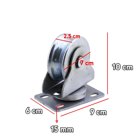 Tablalı Kepli Dönerli Oynar Hareketli Başlı Makara Metal Rulman Muhafazalı Ray Makara 70" - 2