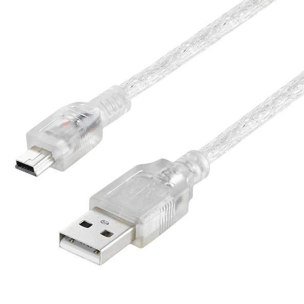 IPOD ŞARJ ALETİ KABLOSU USB 5 PİN GENİŞ 1.5 METRE ŞEFFAF  (SL-UK5) (5047)