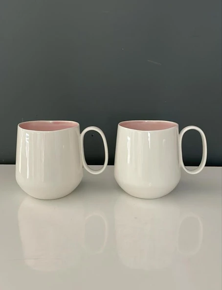 TANTİTONİ CLASSY PEMBE PORSELEN 2 Lİ KUPA SETİ 360 ML ürün görseli 1