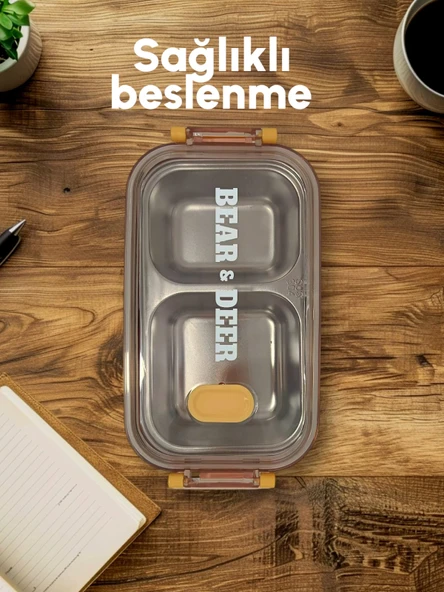 B&D İki  Katlı iki Bölmeli Paslanmaz Çelik Yeşil Beslenme Kabı  BES011 - 5