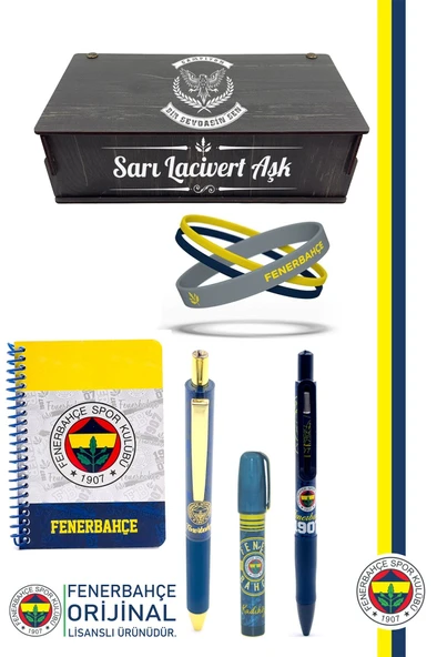 Fenerbahçe Orijinal Lisanslı Premium Kalem Bileklik Bloknot Silgi Hediyelik Set