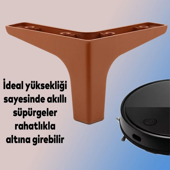 Mobilya Kanepe Sehpa TV Ünitesi Koltuk Ayağı 10 cm Kahverengi Baza Ayak 4 Adet - 6