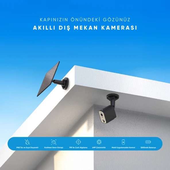 Şımart Akıllı Dış Mekan Kamerası Güneş Paneli Uyumlu Wi-Fi Bağlantılı - 2