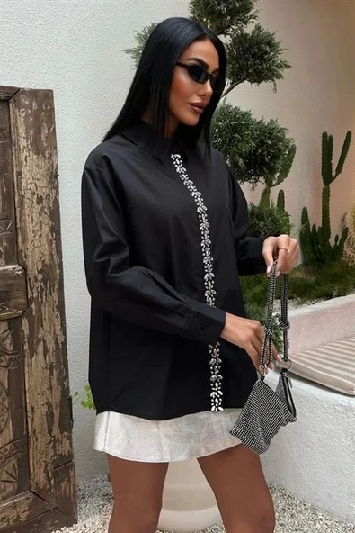 Önü Şerit Taşlı Gömlek 3448 - 6