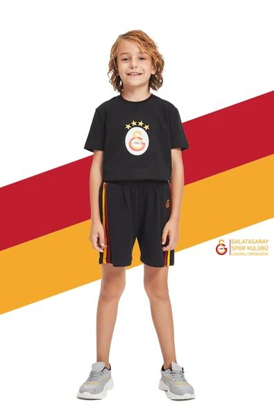 Gs Srt 003 Galatasaray Orijinal Lisanslı Çocuk Şort Siyah