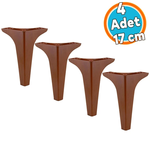 Mobilya Kanepe Sehpa TV Ünitesi Koltuk Ayağı 19 cm Ahşap Desenli Kahverengi Baza Ayak 4 Adet ürün görseli