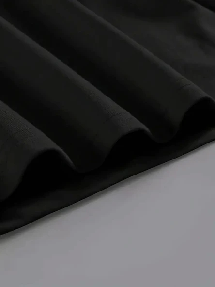 Baskılı Oversize Bisiklet Yaka T-shirt - Siyah - Resim 4