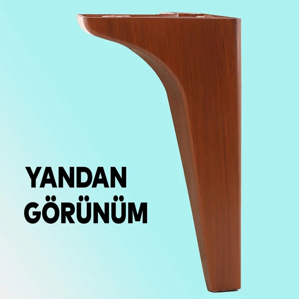 Mobilya Kanepe Sehpa TV Ünitesi Koltuk Ayağı 19 cm Ahşap Desenli Kahverengi Baza Ayak 4 Adet - Resim 4