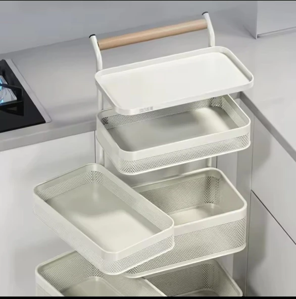 TRENDESK 6  Katlı Metal Siyah Yana Açılır Sebze Meyve Sepeti Patates Soğan Sepeti Sebzelik Tekerlekli 1093-CN - 7