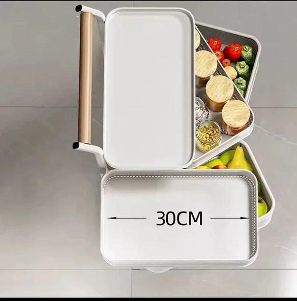 TRENDESK 6  Katlı Metal Siyah Yana Açılır Sebze Meyve Sepeti Patates Soğan Sepeti Sebzelik Tekerlekli 1093-CN - 6