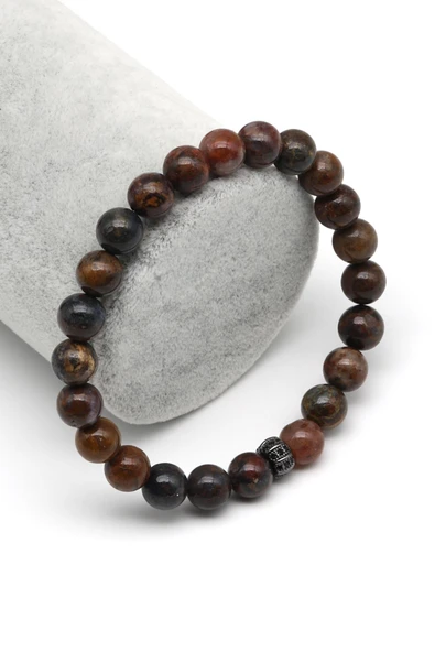 Pietersit Doğal Taş Zirkon Aparatlı Bileklik 8 mm Küre Kesim ürün görseli