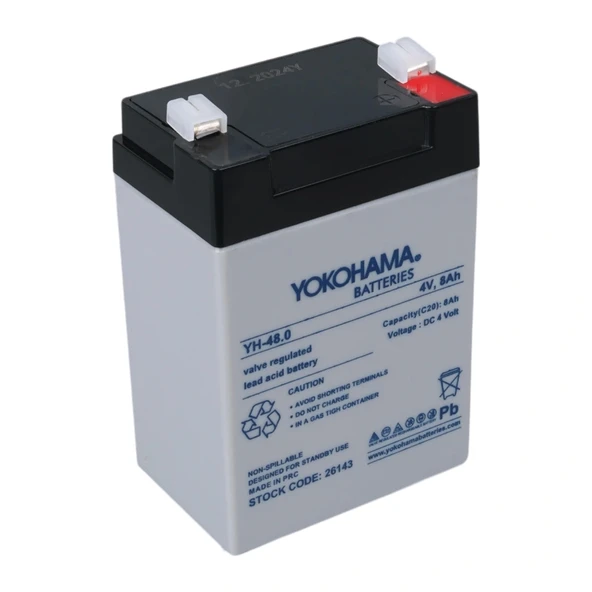 YOKOHAMA YH-48.0 4 VOLT - 8 AMPER KURU AKÜ (68 X 45 X 95 MM) (5047)