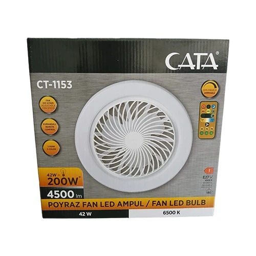 CATA CT-1153 Poyraz Fanlı 42 Watt LED Ampul lamba beyaz ışık vantilatör aydınlatma E27 3 renk dim edilebilir - 4