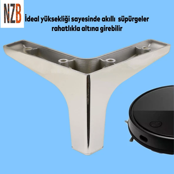 Mobilya Kanepe Sehpa TV Ünitesi Koltuk Ayağı 10 cm Parlak Krom Baza Ayak 4 Adet - Resim 4