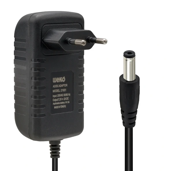 7.2 VOLT - 2 AMPER 5.5*2.5 UÇLU LEDLİ YERLİ ÜRETİM AKÜ ŞARJ CİHAZI (OUT:6V-2A) (5047)