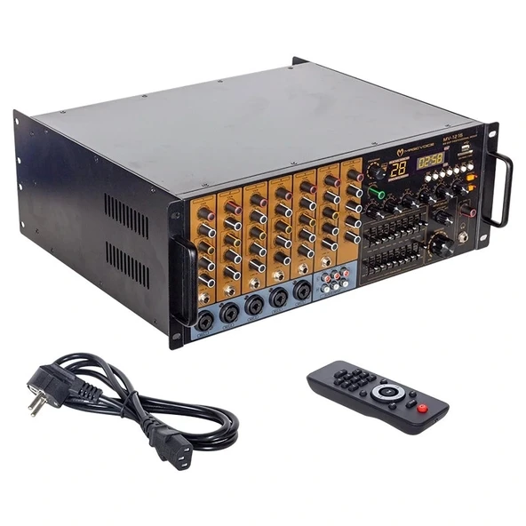 MAGICVOICE MV-1216 KÜP MİXER ANFİ USB BT UK RMS300W MAX 2400W 6 ZON +99DSP+4-16-70-100V TRAFOLU (5047)