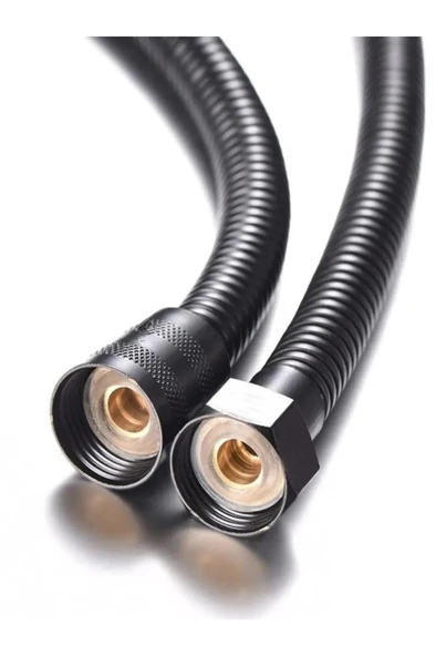 1.Sınıf Dayanıklı Spiral Duş Hortumu Siyah Metal Örgülü 1.5 M KYK1010 - 2