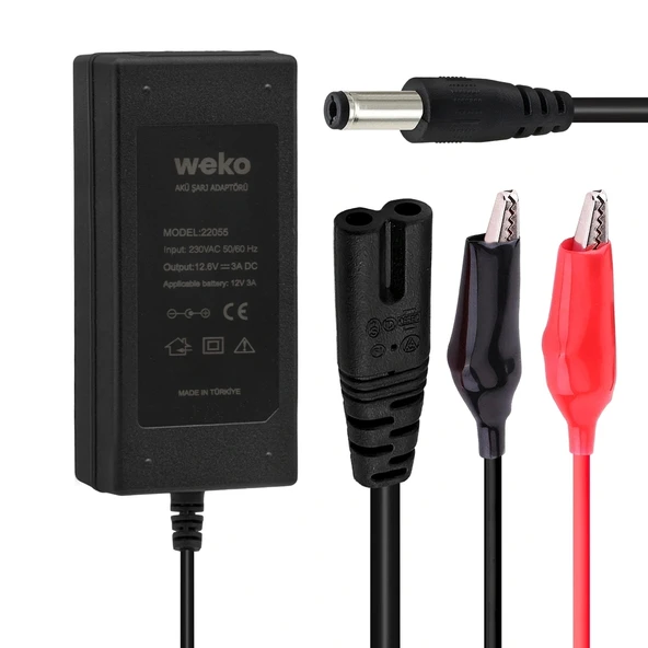 12.6 VOLT - 3 AMPER 5.5*2.5 + KROKODİL UÇLU LEDLİ YERLİ ÜRETİM MASAÜSTÜ ŞARJ ADAPTÖRÜ (OUT:12V3A) (5047)