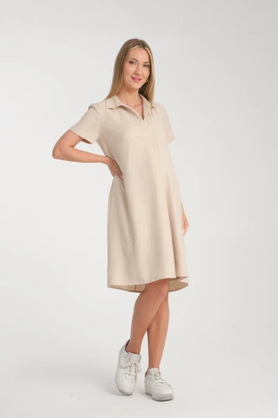 IŞŞIL E173-Kruvaze Yaka Emzirme Detaylı Hamile Giyim Elbise - 5