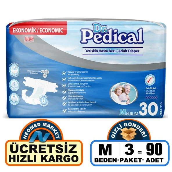 Dr. Pedical Belbantlı Hasta Bezi M-Medium Beden 90 Adet