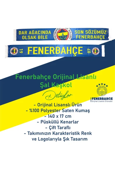 Fenerbahçe Orijinal Lisanslı Son Sözümüz FB Şal Atkı Kupa ve Bileklik Set Hediyelik Kutulu - Resim 3