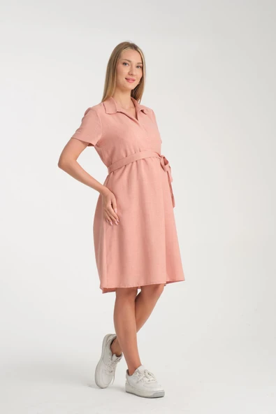 IŞŞIL E173-Kruvaze Yaka Emzirme Detaylı Hamile Giyim Elbise - 9