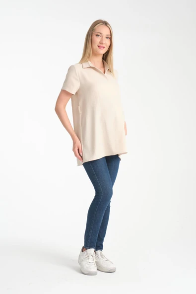 IŞŞIL B117-Kruvaze Yaka Emzirme Detaylı Hamile Giyim Bluz-Tunik - 2