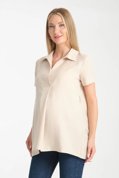 IŞŞIL B117-Kruvaze Yaka Emzirme Detaylı Hamile Giyim Bluz-Tunik - 5