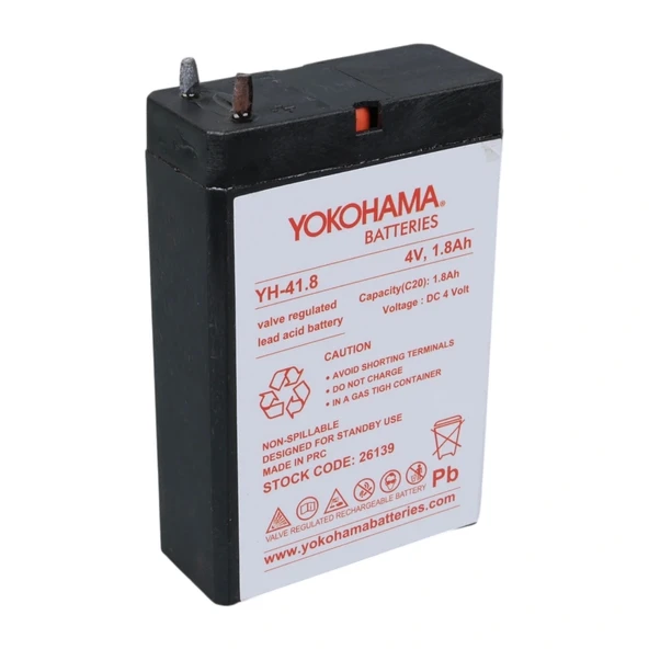 YOKOHAMA YH-41.8 4 VOLT - 1.8 AMPER KURU AKÜ (50 X 76 X 22 MM) (5047)