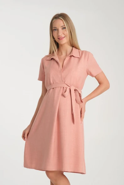 IŞŞIL E173-Kruvaze Yaka Emzirme Detaylı Hamile Giyim Elbise - 10