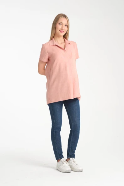 IŞŞIL B117-Kruvaze Yaka Emzirme Detaylı Hamile Giyim Bluz-Tunik - 7