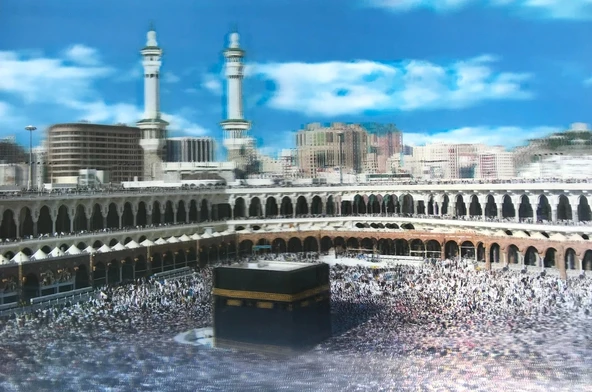 3 Boyutlu Resim  Ekstra Çözünürlüğe Sahip Kabe Resmi Mekke Tablosu 40x60 cm