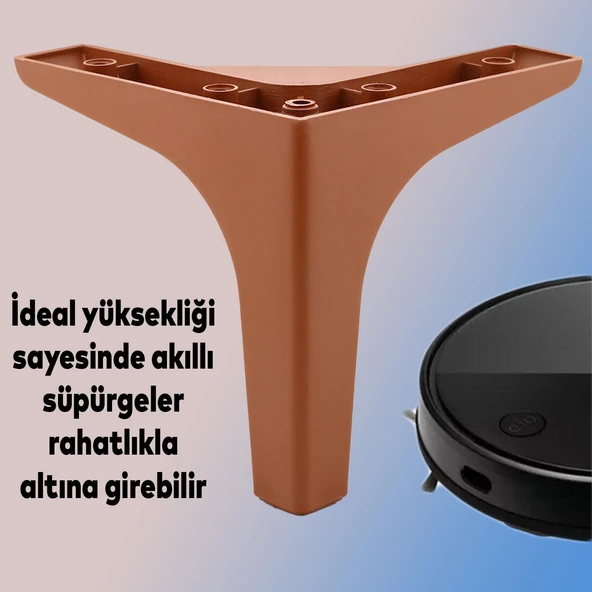 Mobilya Kanepe Sehpa TV Ünitesi Koltuk Ayağı 14 cm Kahverengi Baza Ayak 4 Adet - 4