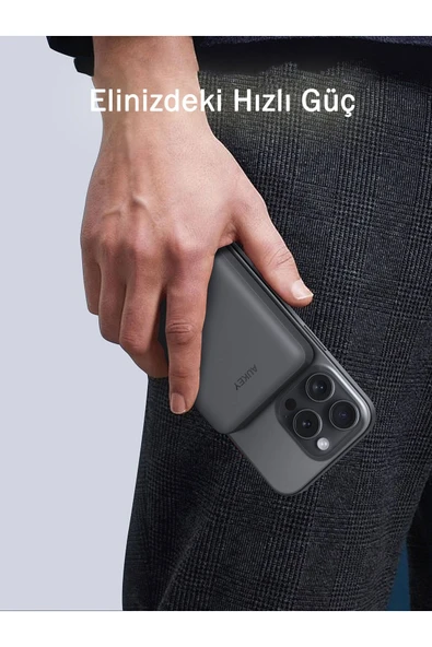 AUKEY PB-MS04-GY MagSafe MagFusion İnce 10000mAh 20W Power Bank - 2