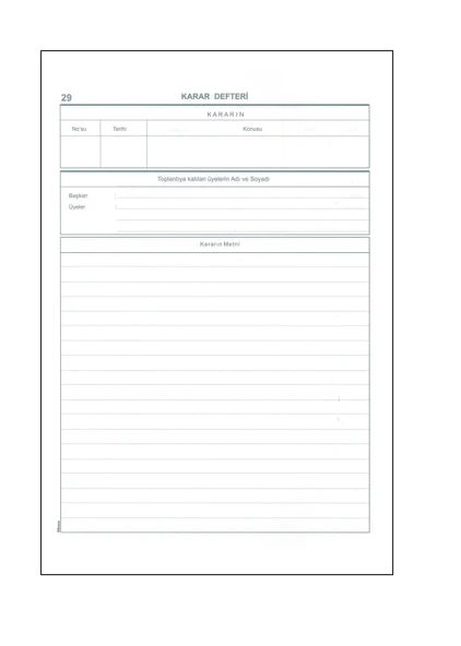Yumuşak kapak 25x35 YÖNETİM KURULU KARAR DEFTERİ (NUMARALI 40yaprak) - Resim 2