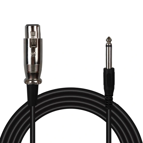 6.3MM MONO ERKEK CANON DİŞİ 4 METRE  MİKROFON ARA KABLOSU (5047)
