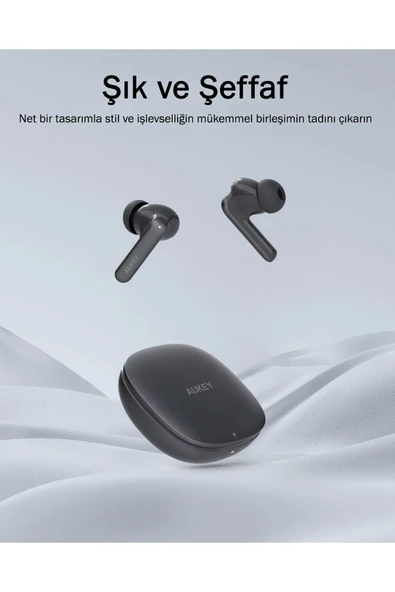 AUKEY EP-B2-GY Hibrit ANC 10mm Sürücü 4 Mikrofon Kablosuz Kulaklık - 3
