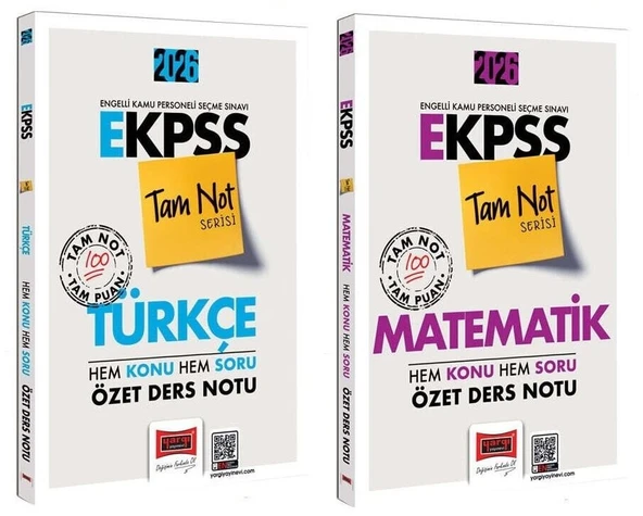 Yargı 2026 EKPSS Türkçe + Matematik Hem Konu Hem Soru Özet Ders Notu Tam Not Serisi 2 li Set Yargı Yayınları