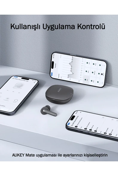 AUKEY EP-B2-GY Hibrit ANC 10mm Sürücü 4 Mikrofon Kablosuz Kulaklık - 4