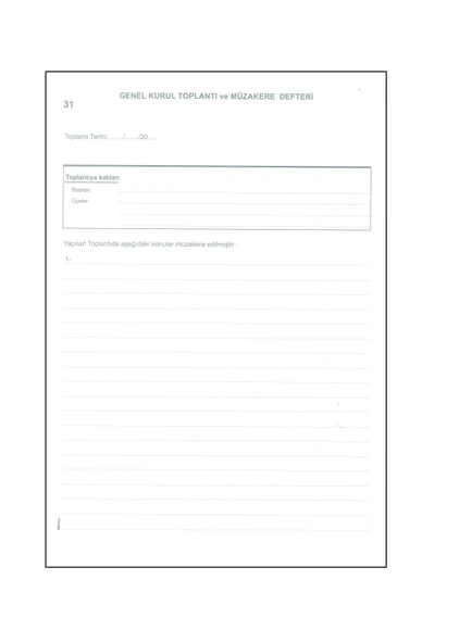 Yumuşak kapak 25x35 GENEL KURUL TOPLANTI ve MÜZAKERE DEFTERİ (NUMARALI 40yaprak) - Resim 2